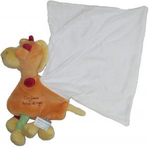 Doudou girafe orange cajou mouchoir Sucre d'Orge