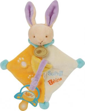 Doudou lapin jaune et blanc attache tétine BN309 Baby Nat