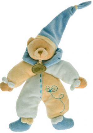 Peluche ours bleu et jaune noeuds Baby Nat