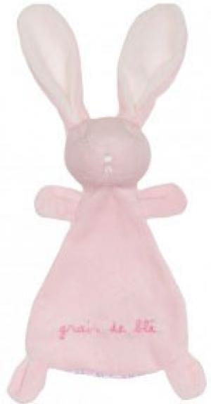 Doudou lapin rose tissu à fleur Grain de blé