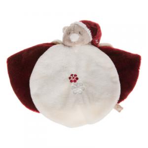 Doudou ours Nouky Noël bordeaux et blanc