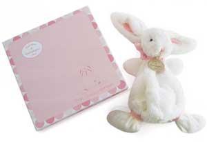 Doudou lapin Bonbon blanc et rose DC2122 Doudou et compagnie