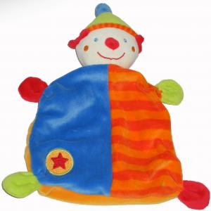 Doudou clown multicolore étoile orangle et bleu Baby Club