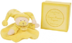 Mini doudou ours jaune Macaron Bergamote  Doudou et compagnie