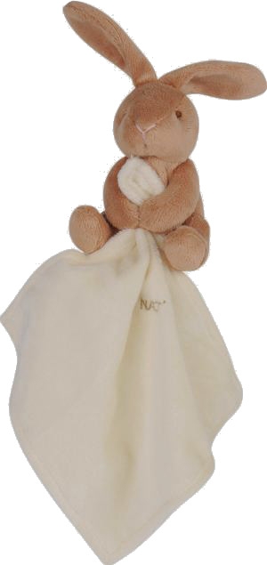 Doudou lapin marron tenant un mouchoir blanc crème - BN3521 Baby Nat