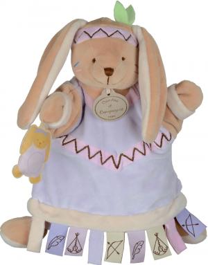 Doudou lapin indien marionnette DC2350 mauve Doudou et compagnie