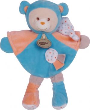 Doudou ours Capucin BN712 bleu et rose orange Baby Nat