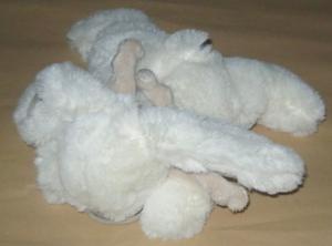 Peluche lapin bonbon blanc et taupe - DC1240