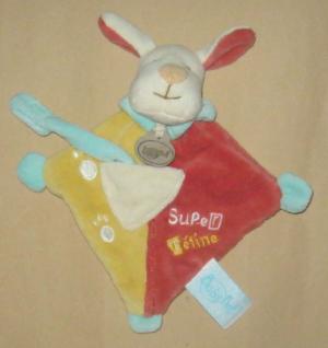 Doudou chien jaune et rouge attache tétine BN309 Baby Nat