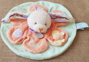 Doudou lapin Loupichou vert orange Doudou et compagnie