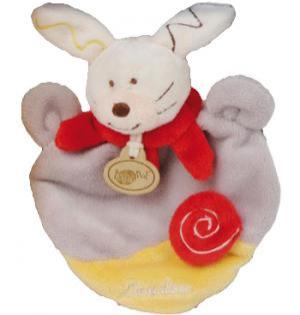 Doudou lapin gris jaune et rouge BN216 Baby Nat