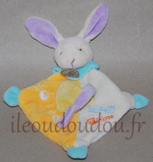 Doudou lapin jaune et blanc attache tétine BN309 Baby Nat