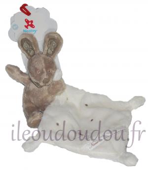 Peluche lapin marron avec doudou mouchoir Nicotoy