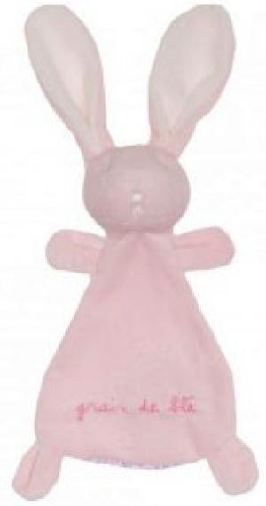 Doudou lapin rose tissu à fleur Grain de blé