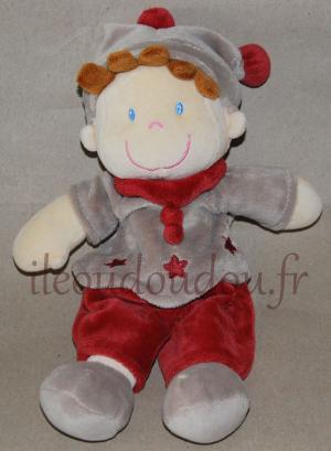Poupée garçon rouge et gris taupe Nicotoy, Kiabi - Kitchoun, Simba Toys (Dickie)