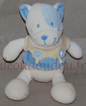 Peluche chat blanc crème et bleu Nicotoy, Simba Toys (Dickie)