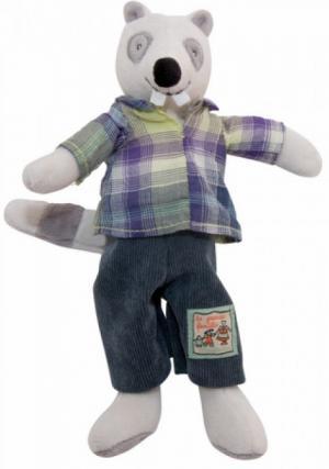 Peluche raton-laveur violet vert et gris Gaston - La grande famille - Petit modèle Moulin Roty