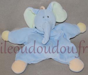 Doudou semi-plat éléphant bleu Jollybaby-Jollymex, Nattou