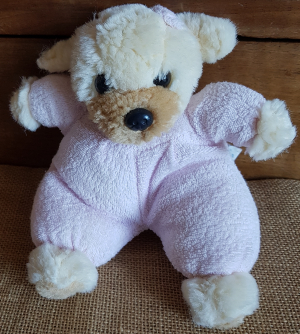 Peluche chien rose crème et marron Arthur et Lola - Bébisol, Marques pharmacie