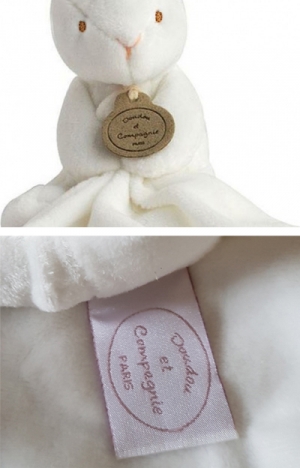 Peluche lapin blanc tenant un mouchoir DC303 sos
