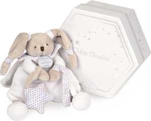 Doudou lapin Céleste attache-tétine blanc DC2397 Doudou et compagnie