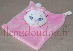 Doudou plat carré chat Marie rose et blanc Disney Baby, Nicotoy, Simba Toys (Dickie)