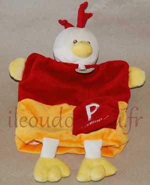 Marionnette P comme Poule rouge et orange BN669 Baby Nat