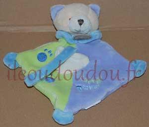 Doudou chat super-tétine vert et bleu BN741 Baby Nat