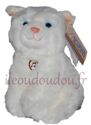 Peluche chat blanc sonore Gipsy