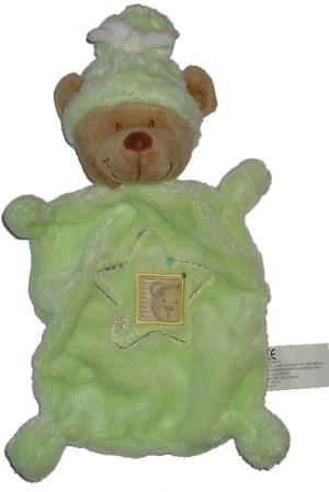 Doudou ours vert étoile bonnet Nicotoy, Baby Club