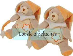 Peluche chien orange et blanc étoile luminescent BN748 Baby Nat