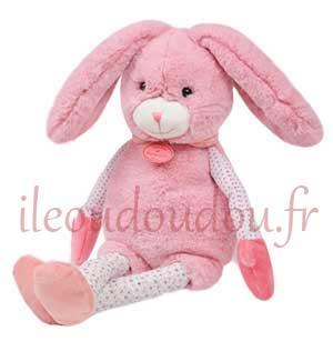Peluche lapin rose et blanc *Les Choupidoux* - Grand modèle - DC2766 Doudou et compagnie