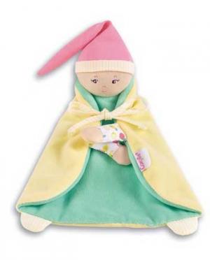 Doudou plat poupée rose, verte et jaune *Zeste d'Amour* Corolle