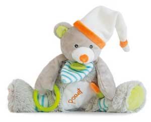 Peluche d'activités ours gris, orange, vert et blanc Oscar - BN021 Baby Nat