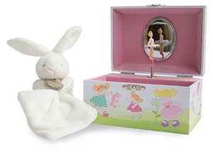 Coffret boîte à musique + doudou lapin blanc DC2817 Doudou et compagnie