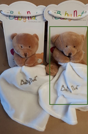 Doudou ours marron foncé avec mouchoir - BN3520 Baby Nat