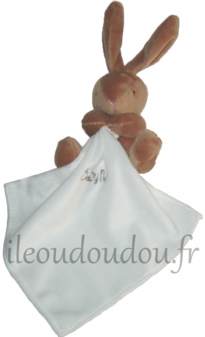 Doudou lapin marron tenant un mouchoir blanc crème - BN3521 Baby Nat