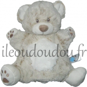 Marionnette ours marron et blanc Tex Baby