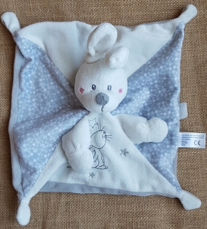 Doudou lapin gris et blanc attache-tétine Simba Toys (Dickie), Nicotoy, Kiabi - Kitchoun