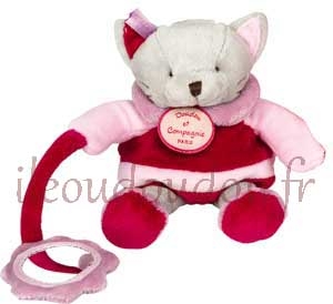 Peluche chat rose avec miroir DC2573 Doudou et compagnie