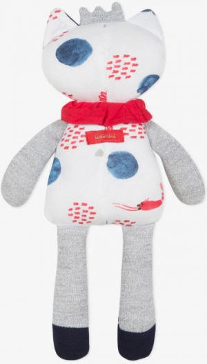 Peluche chat imprimé crevettes, poissons et coquillages sos