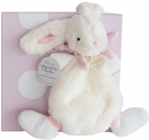 Doudou lapin Bonbon blanc et rose DC2122 Doudou et compagnie