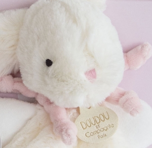 Doudou lapin Bonbon blanc et rose DC2122 sos