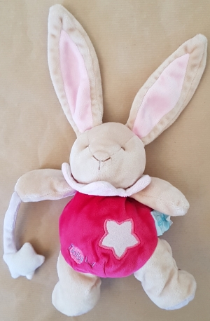 Peluche lapin rose étoile luminescent BN794 Baby Nat