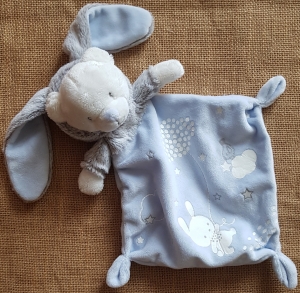 Doudou ours lapin bleu gris Mots d'enfant - Leclerc
