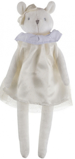 Peluche souris blanche Jacadi robe tulle doré Jacadi