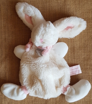 Doudou lapin Bonbon blanc et rose DC2122 Doudou et compagnie