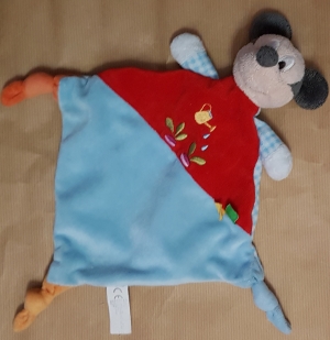 Doudou Mickey bleu et rouge radis arrosoir Disney Baby, Nicotoy