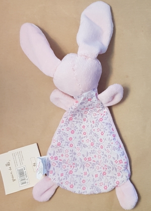 Doudou lapin rose tissu à fleur