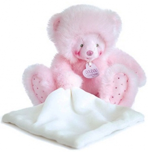 Peluche ours doudou Trop Mimi rose DC3551 Doudou et compagnie